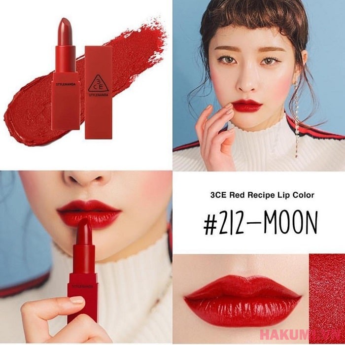 Son 3CE Red Recipe Lip Color 212 Moon Đỏ Thuần 2